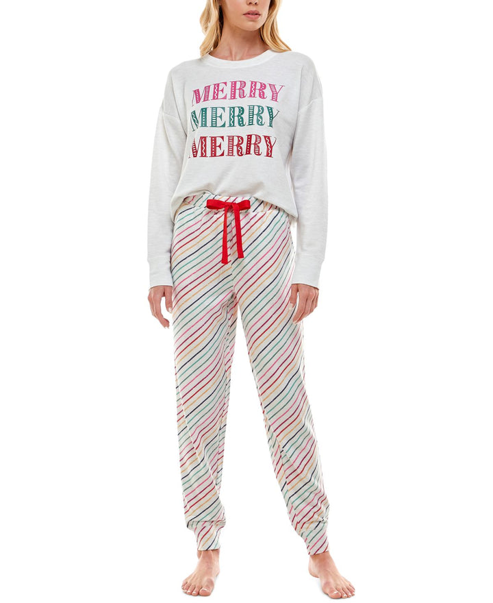 Roudelain Womens Holiday Sweatshirt & Jogger Pants Pajama Set