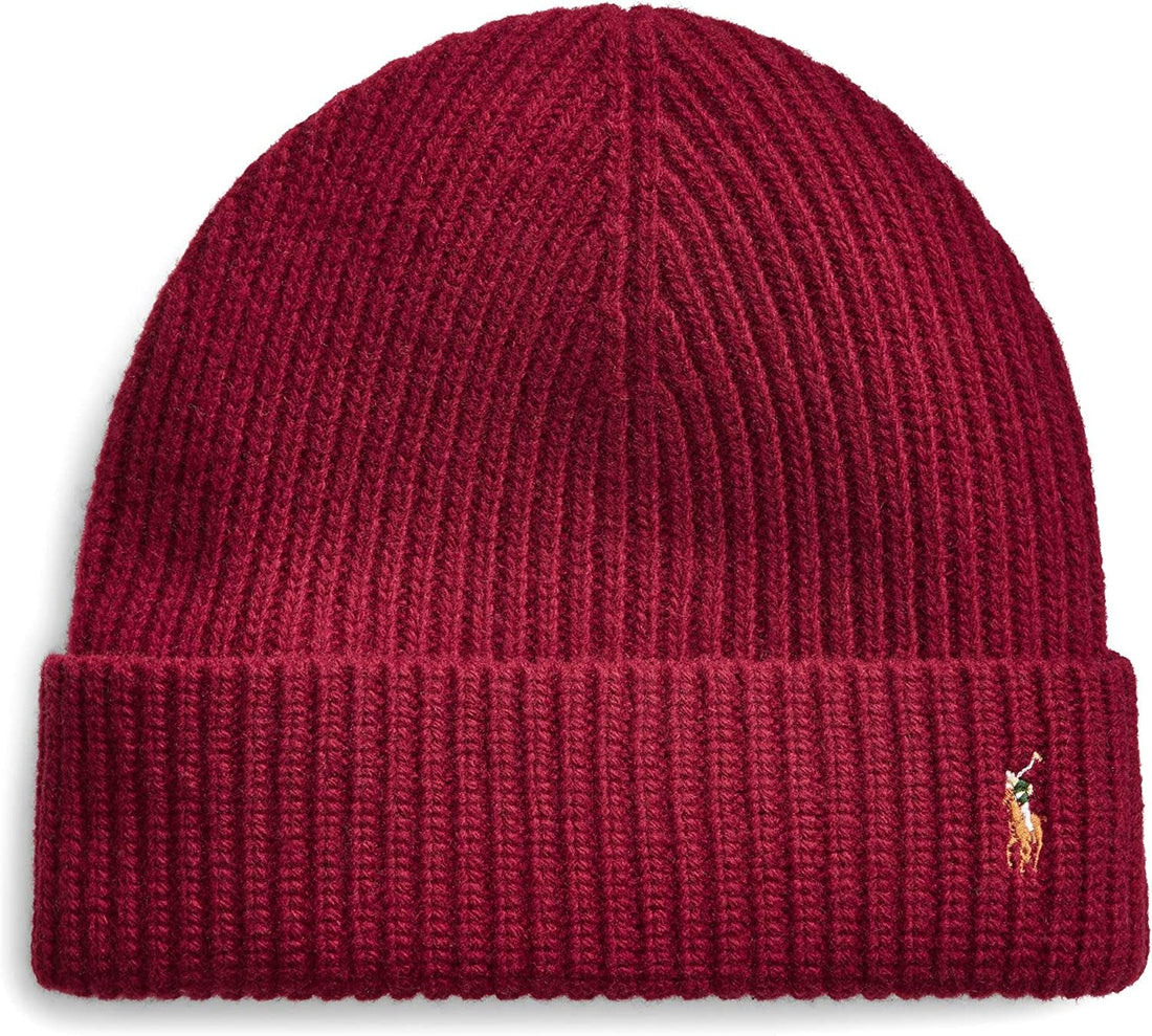 Ralph Lauren Polo Unisex Adults Signature Cuff Beanie Aged Wine Heather Size One