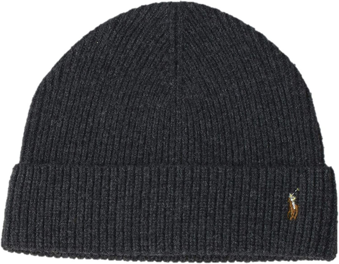 Ralph Lauren Polo Unisex Adults Signature Cuff Beanie Charcoal Size One Size