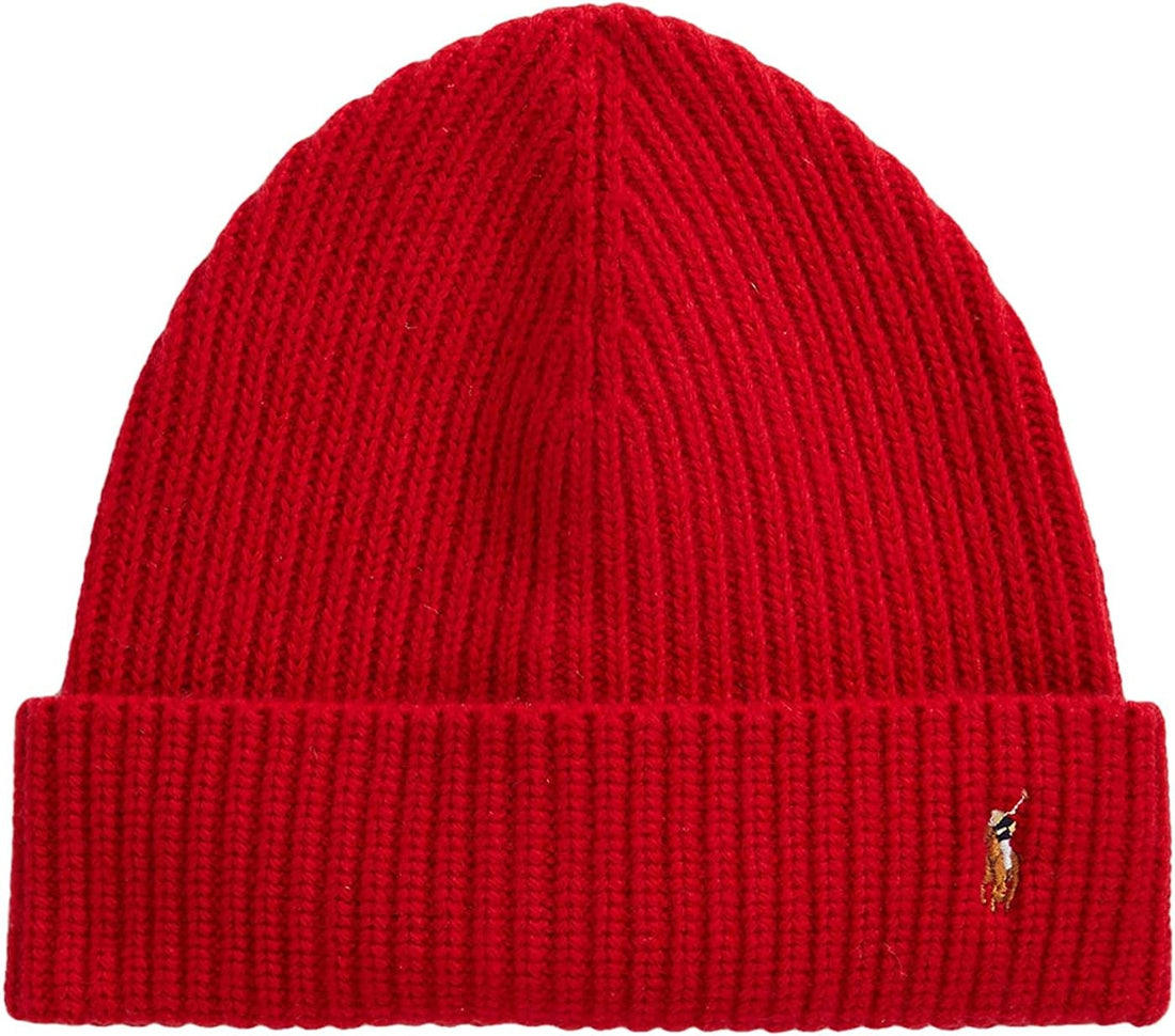 Ralph Lauren Polo Unisex Adults Signature Cuff Beanie Red Size One Size