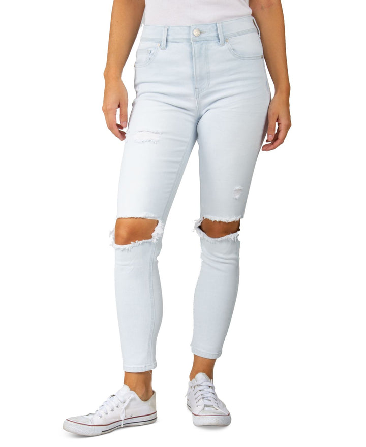 Indigo Rein Juniors High Rise Distressed Knee Skinny Jeans