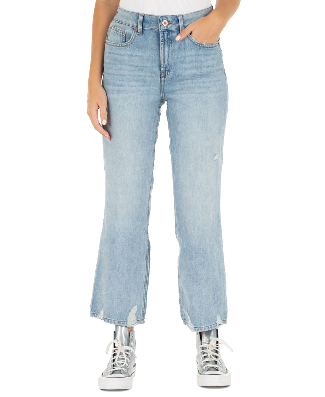 Rewash Juniors Distressed-Hem Straight-Leg Jeans