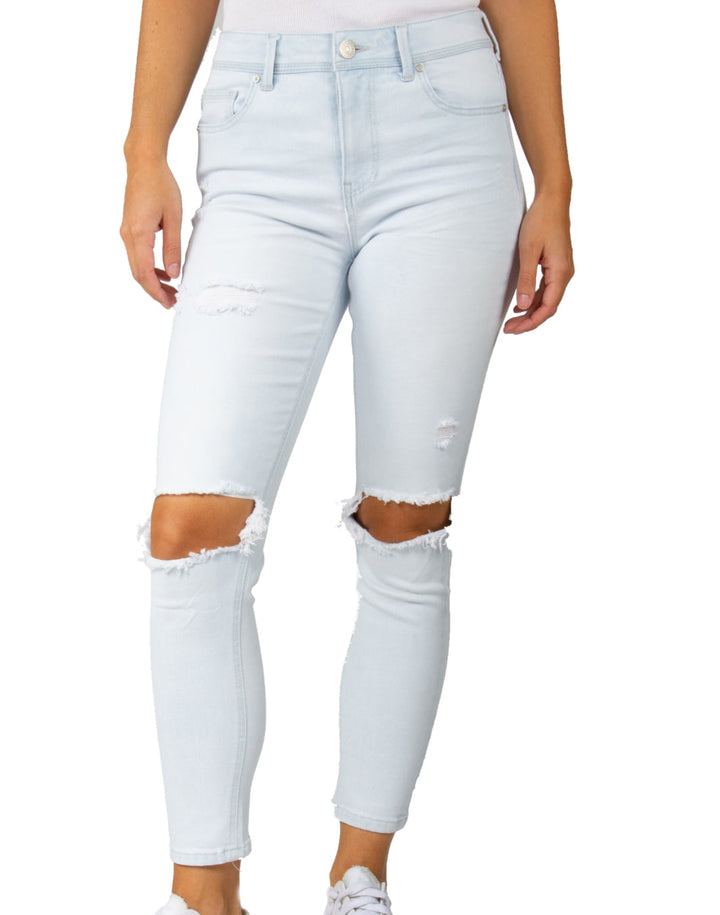 Indigo Rein Juniors High Rise Distressed Knee Skinny Jeans