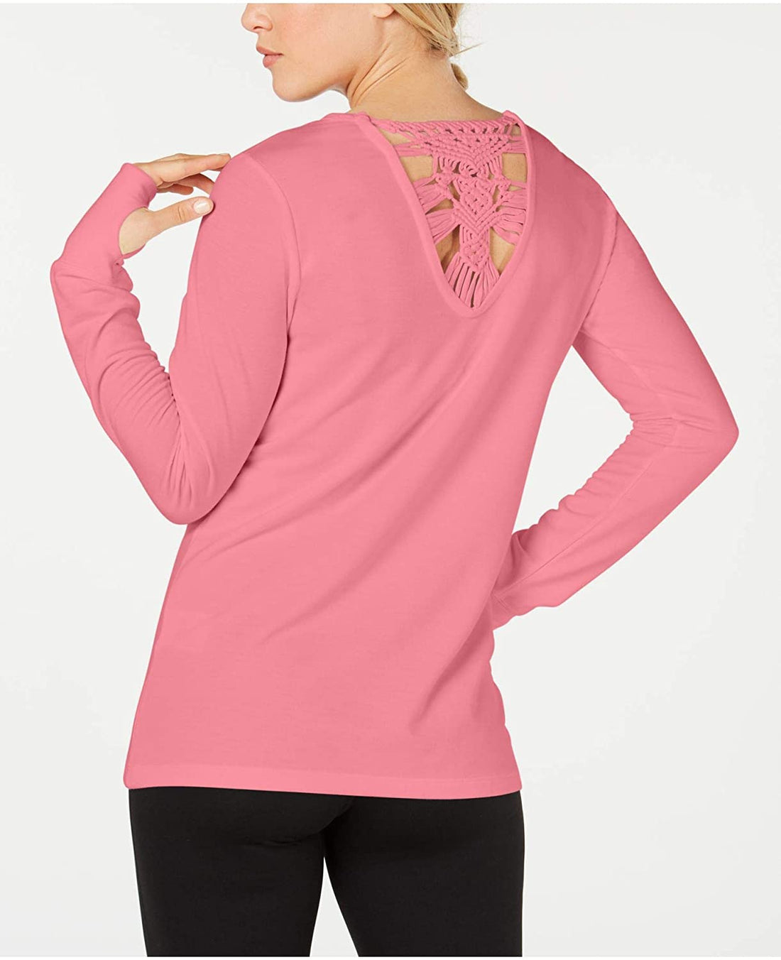 Ideology Womens Crochet Back Long Sleeve Top