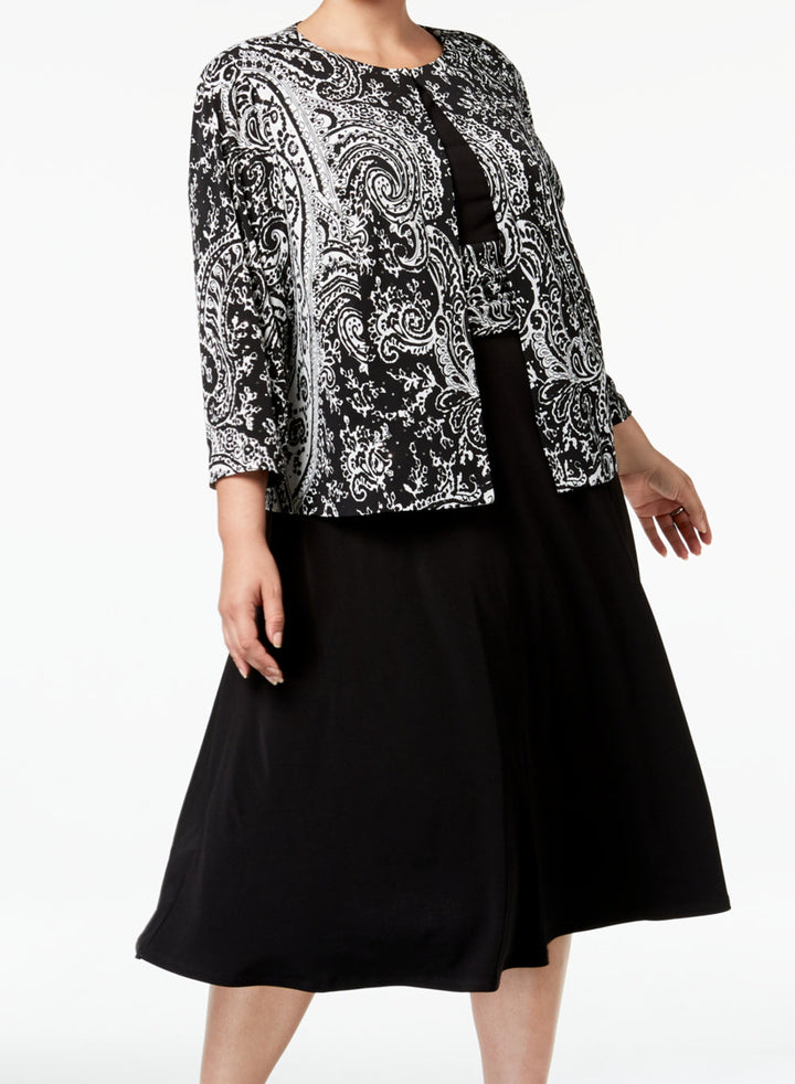 Jessica Howard Womens Plus Size Paisley Jacket