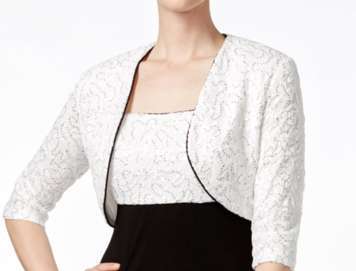 R&M Richards Womens Sequined Lace Jacket