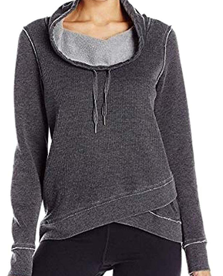 Calvin Klein Womens Cowl Neck Crossover Hem Fleece Hoodie