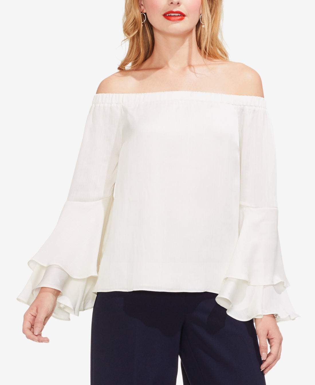 Vince Camuto Womens Off the Shoulder Bell Sleeve Top