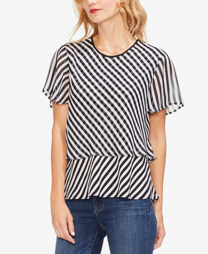 Vince Camuto Womens Striped Popover Top