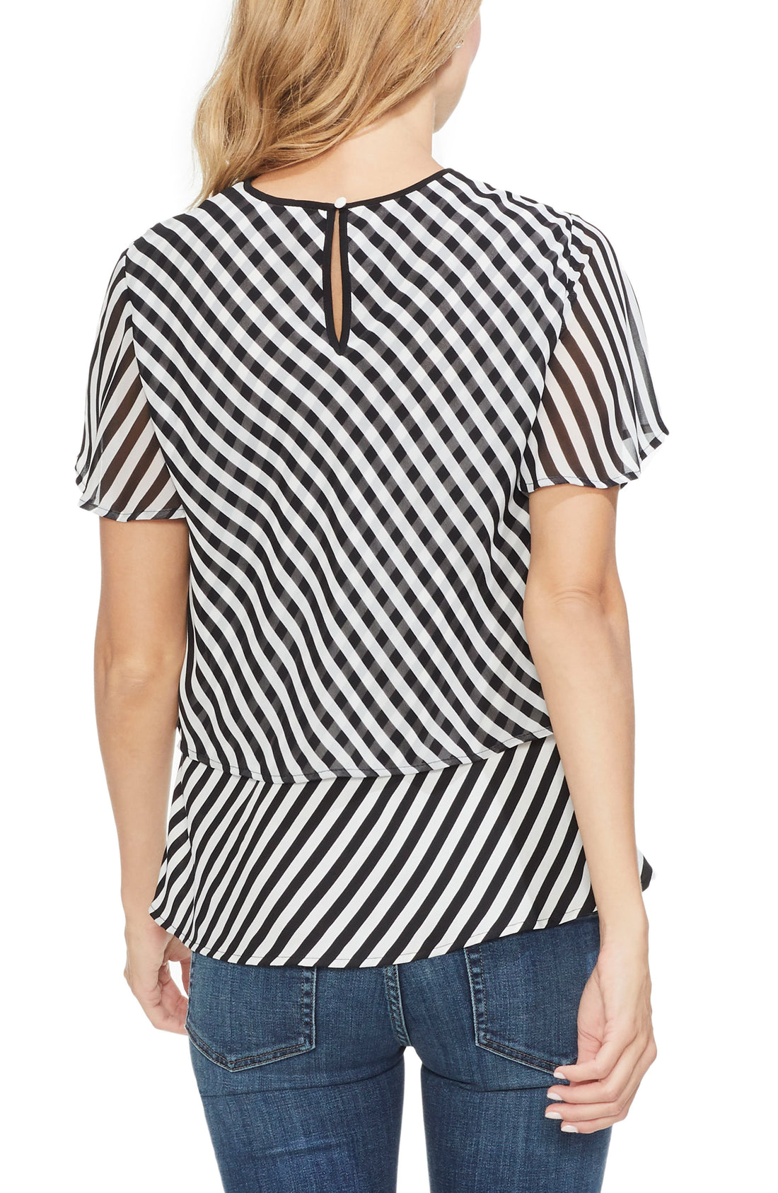 Vince Camuto Womens Striped Popover Top