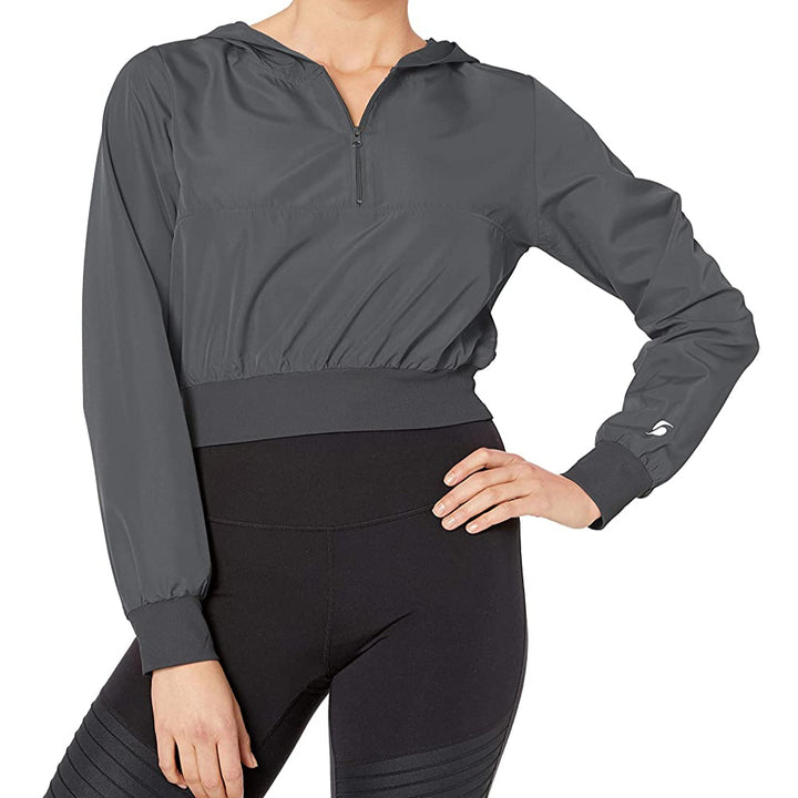 Soffe Womens Activewear Curves Plus Size Cropped Hooded Jacket