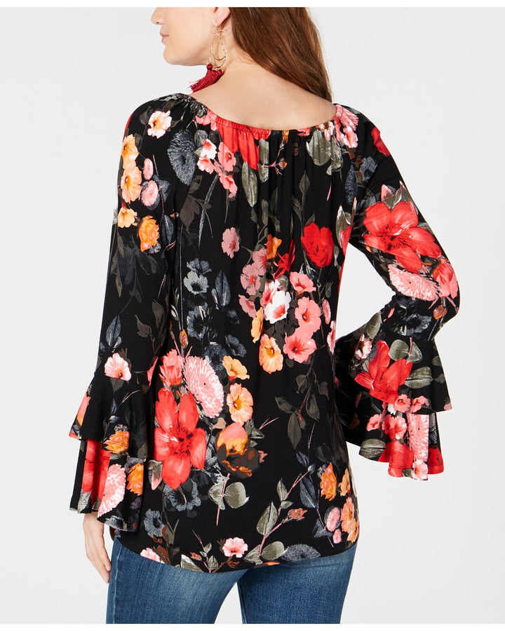 INC International Concepts Womens Floral Print Off The Shoulder Top