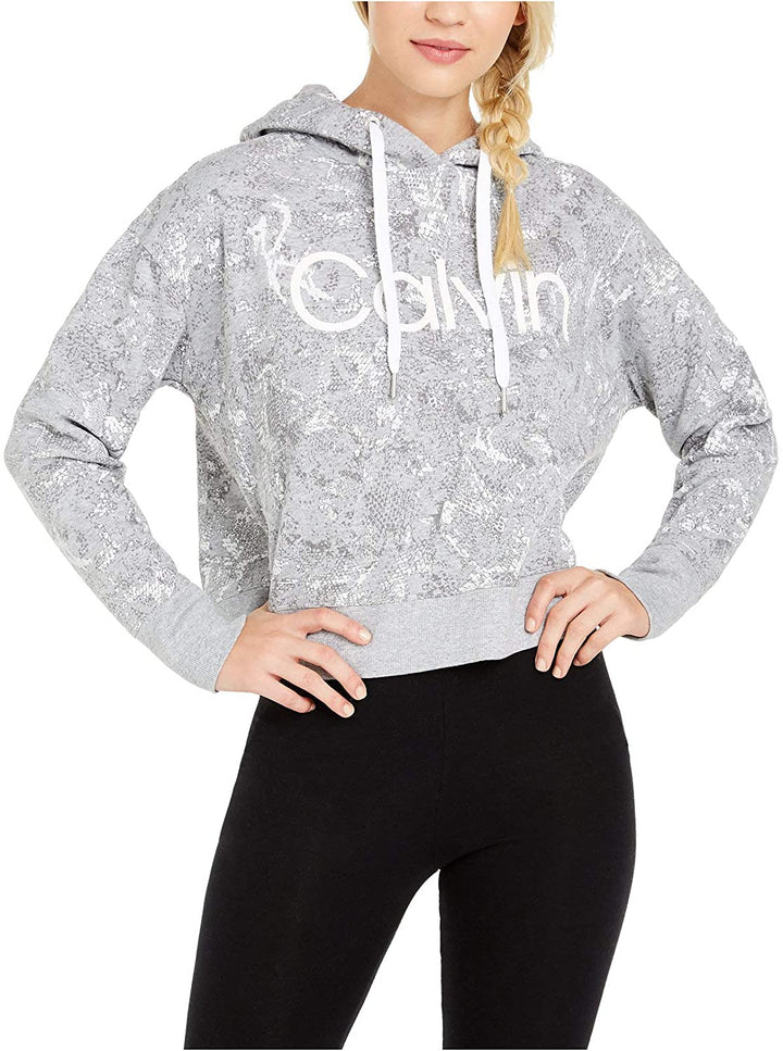 Calvin Klein Womens Cobra-print Fleece Hoodie