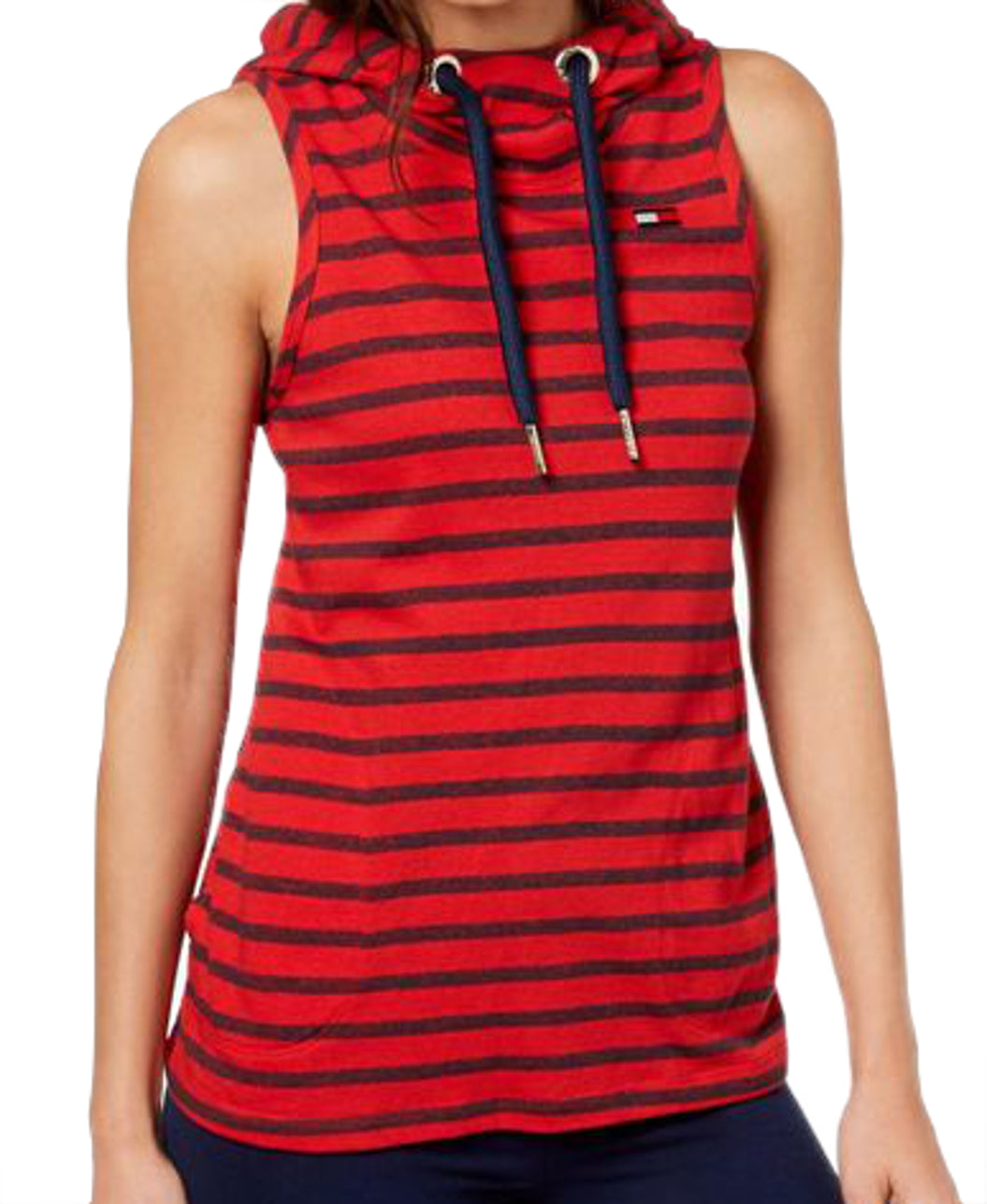 Tommy Hilfiger Womens Striped Sleeveless Hoodie