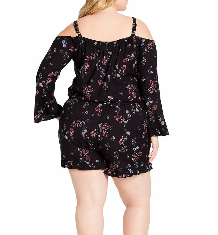 Jessica Simpson Womens Trendy Plus Size Cold Shoulder Romper