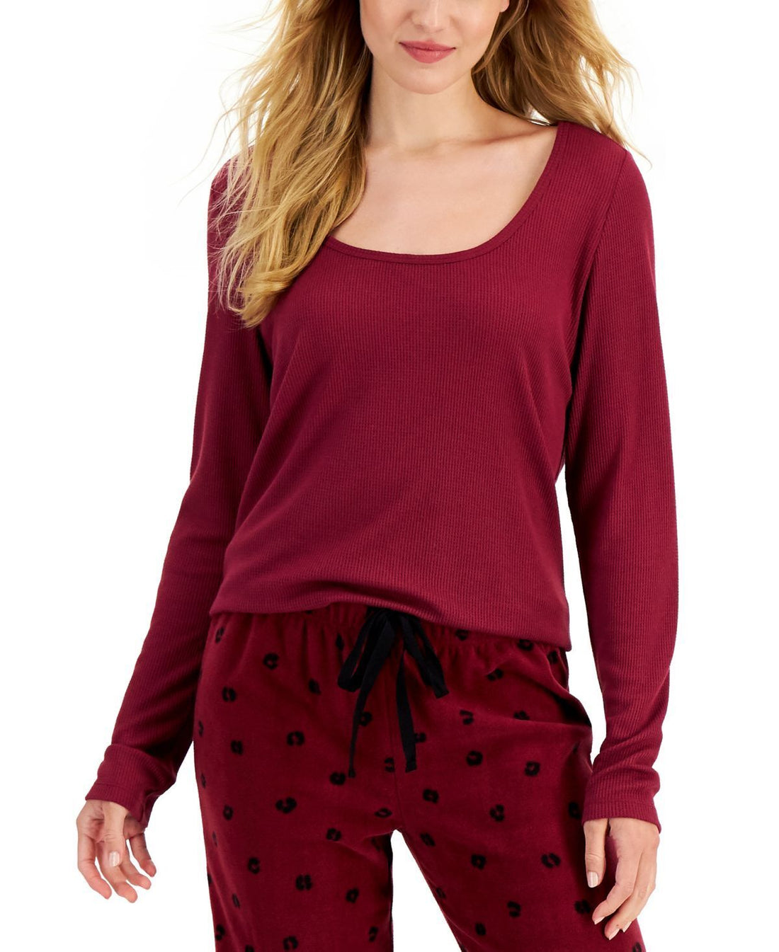 Jenni by Jennifer Moore Womens Solid Long-Sleeve Pajama Top Only,1-Piece