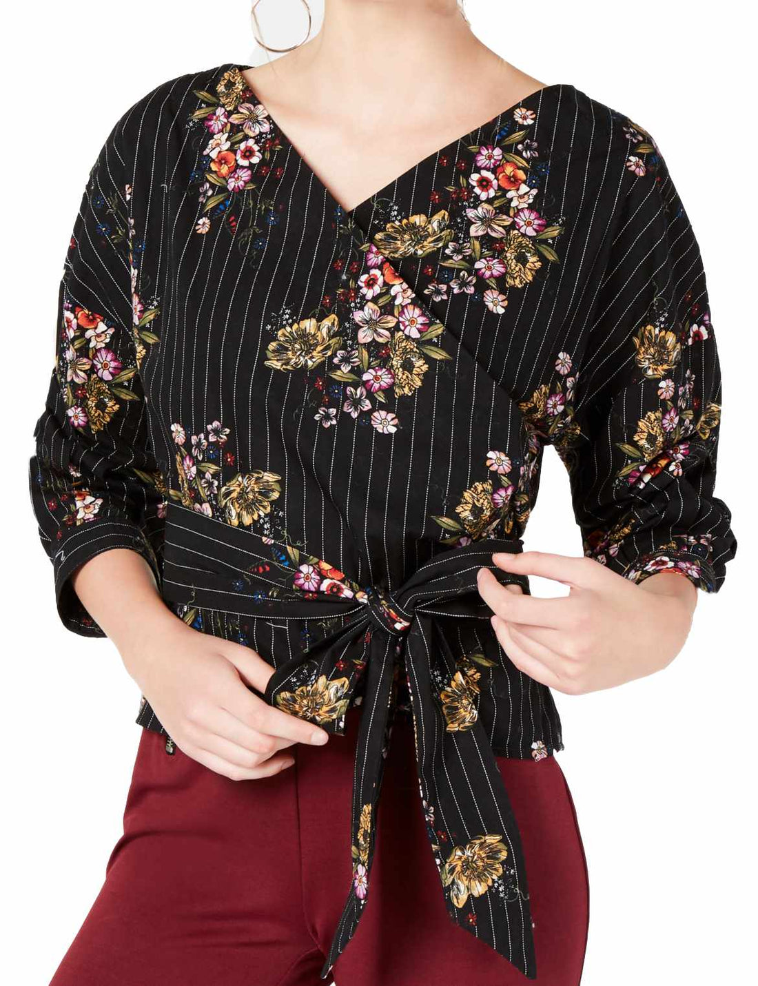 XOXO Juniors Ruched Sleeve Wrap Blouse