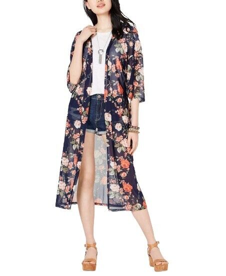 Ultra Flirt Juniors Printed Mesh Duster Kimono