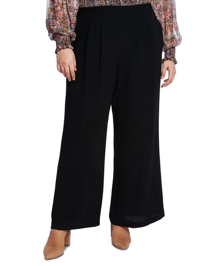 1.STATE Womens Plus Size Basket Weave Crepe Wide Leg Pants