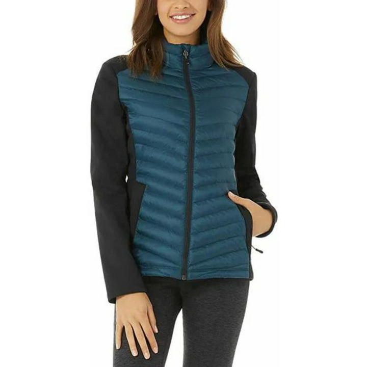 32 DEGREES Womens Zippered Hand Pockets Mixed Media Jacket