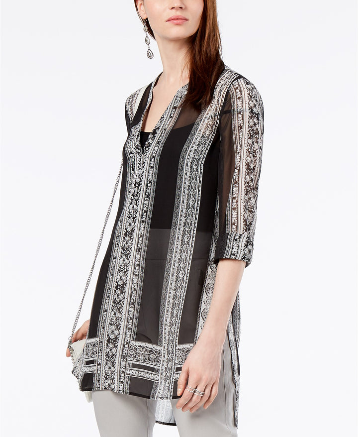 INC International Concepts Womens Striped Sheer Tunic