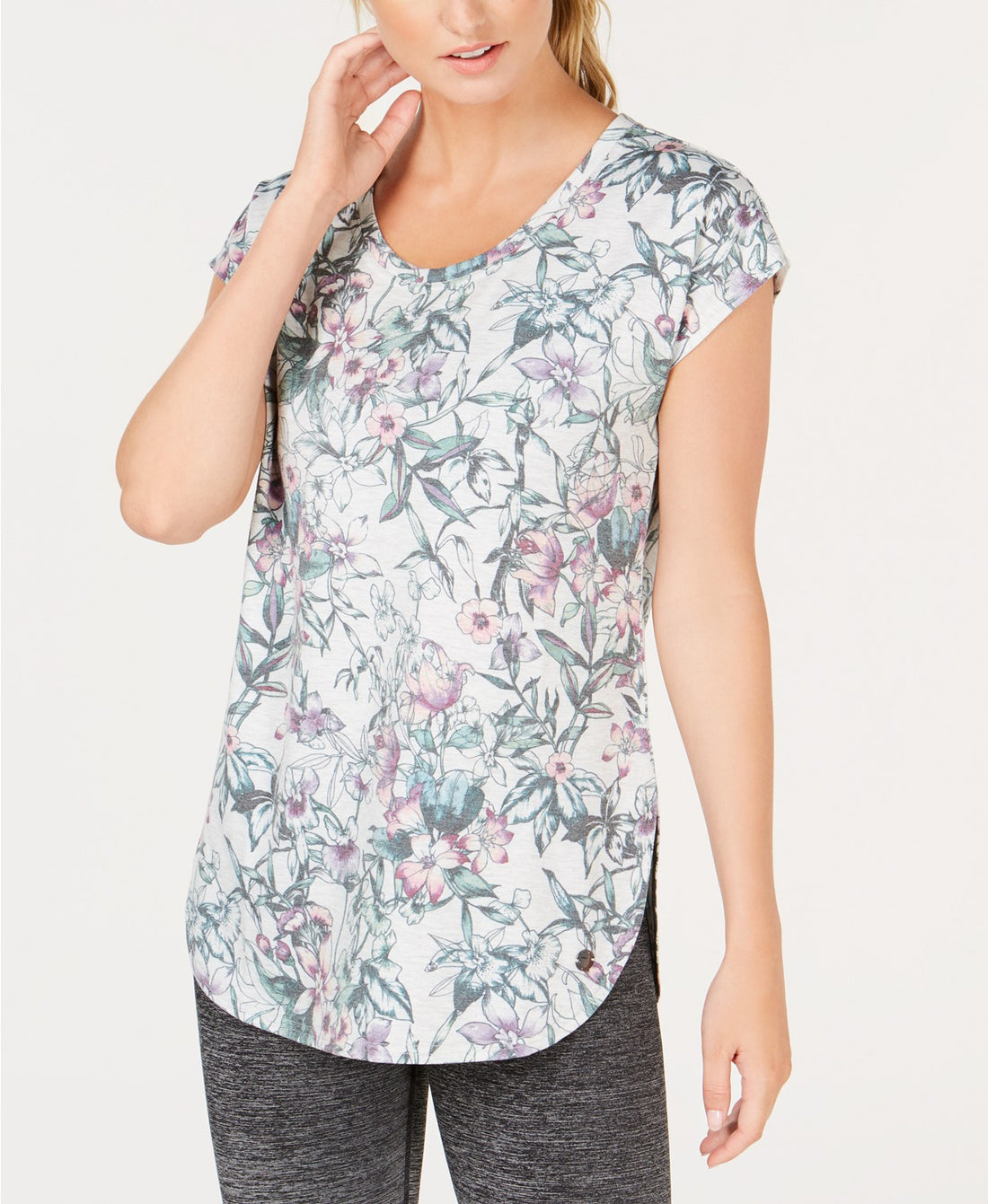 Ideology Womens Floral-Print T-Shirt