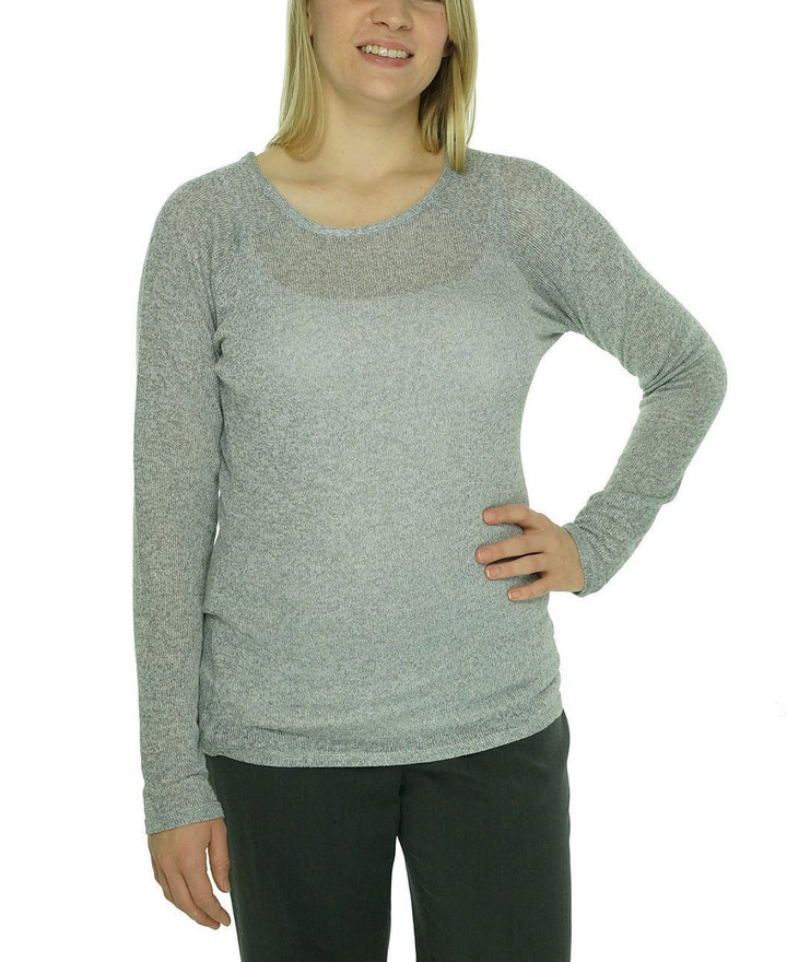 Ideology Women's Raglan-Sleeve Mesh Active Top Medium Heather Grey