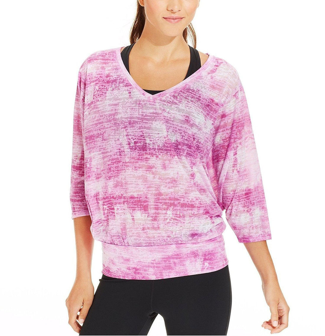 Ideology Womens Dolman Sleeve Burnout Print Top