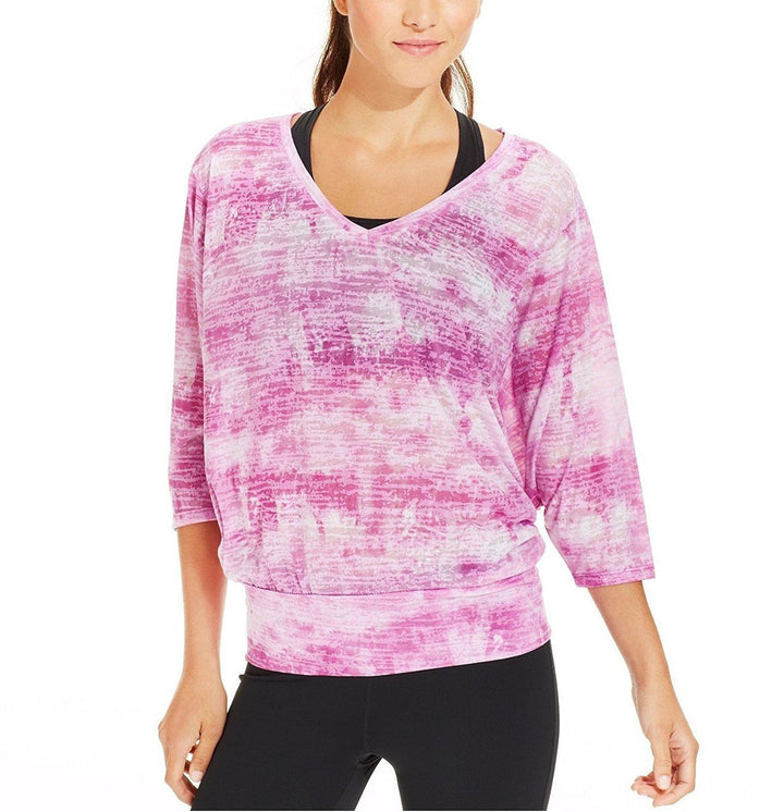 Ideology Womens Dolman Sleeve Burnout Print Top