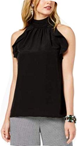 Rachel Zoe Womens Ruffled Mock Neck Sleeveless Top