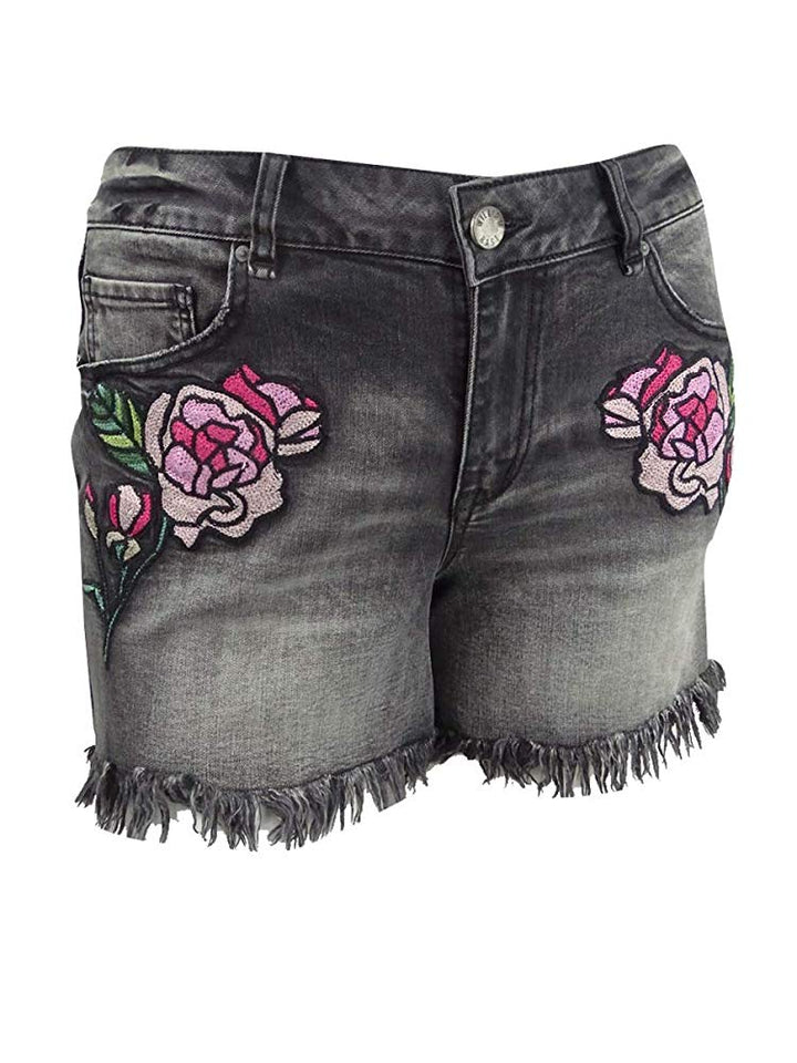 William Rast Womens Plus Embroidered Denim Shorts