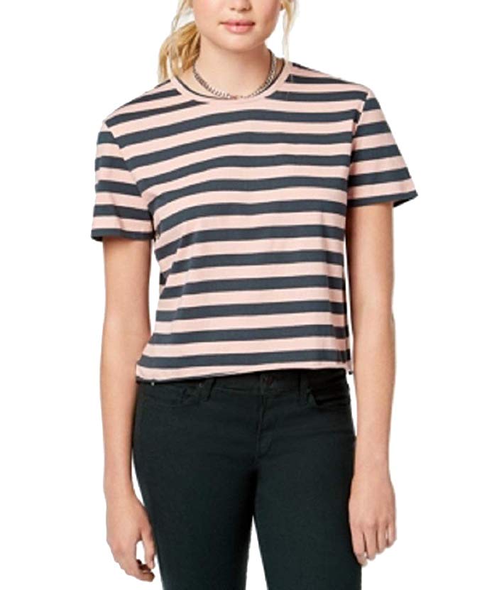 Rebellious One Juniors Striped Unfinished T-Shirt