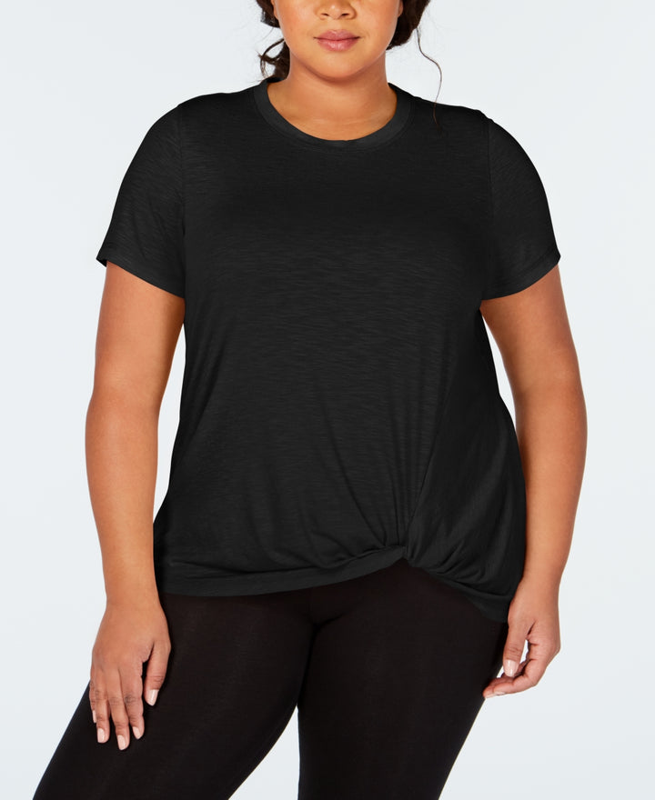 Ideology Womens Plus Size Knot Front T-Shirt