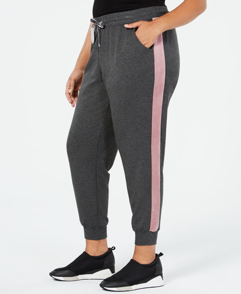 Ideology Womens Plus Size Velour Striped Joggers