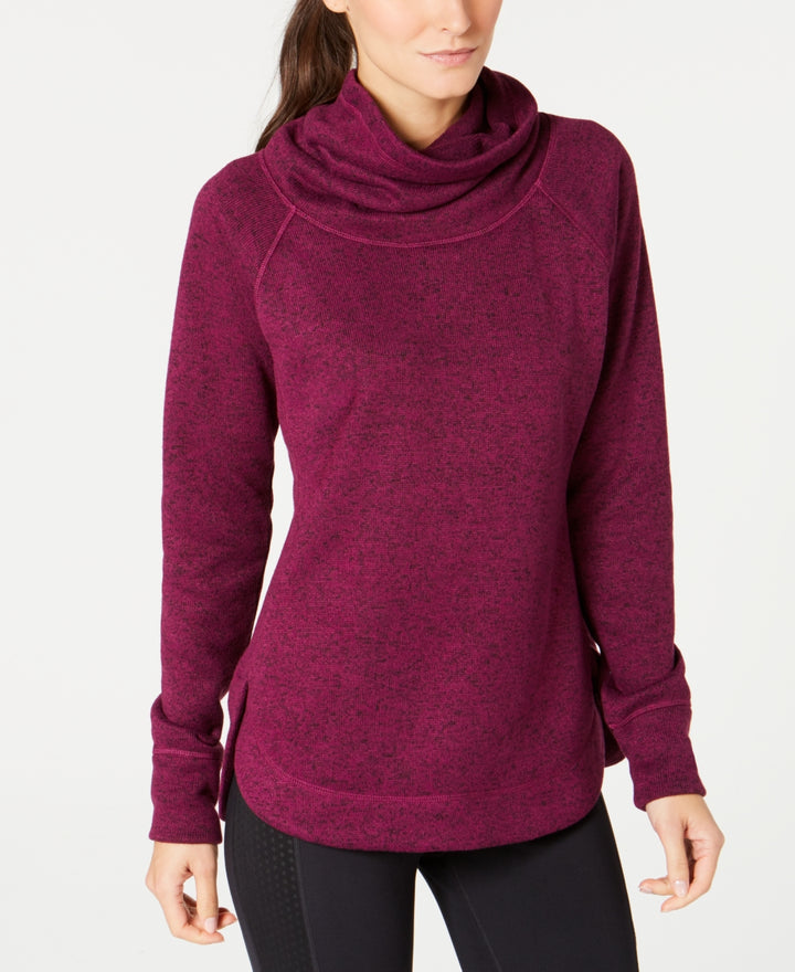 Ideology Womens Fleece Cowl Neck Pullover Top