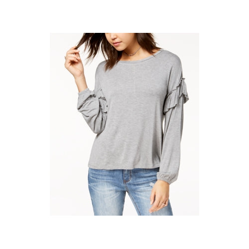 Ultra Flirt Womens Ruffled Sleeve Top