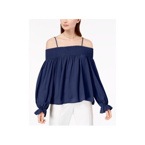 Ultra Flirt Womens Smocked Off the Shoulder Top