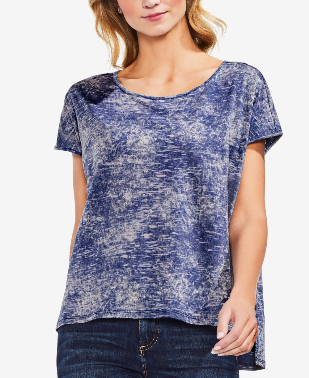 Vince Camuto Womens Printed Burnout Blend  Tee