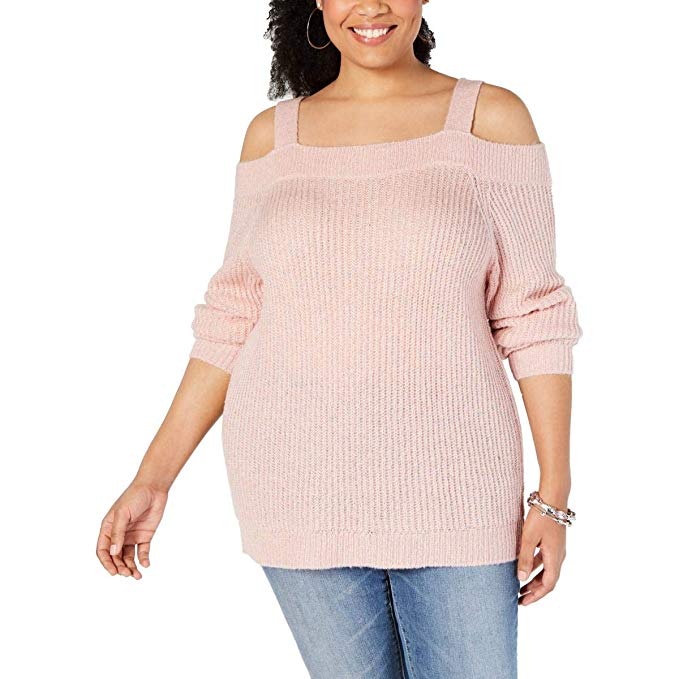 INC International Concepts Womens Plus Size Cold-Shoulder Sweater