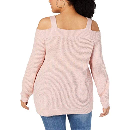 INC International Concepts Womens Plus Size Cold-Shoulder Sweater