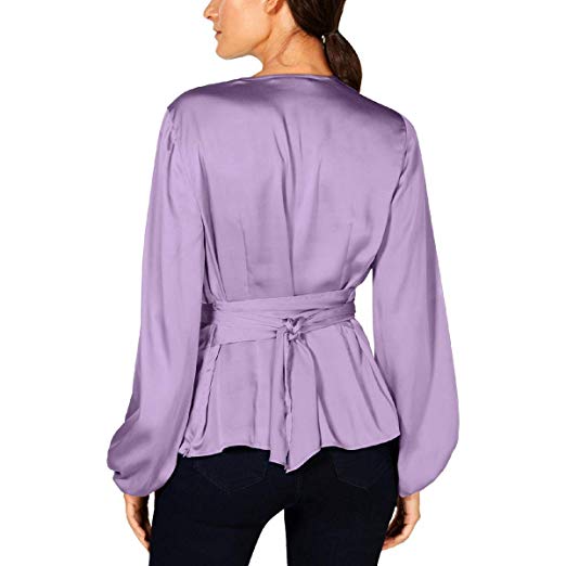 INC International Concepts Womens Belted Long Sleeves Blouse