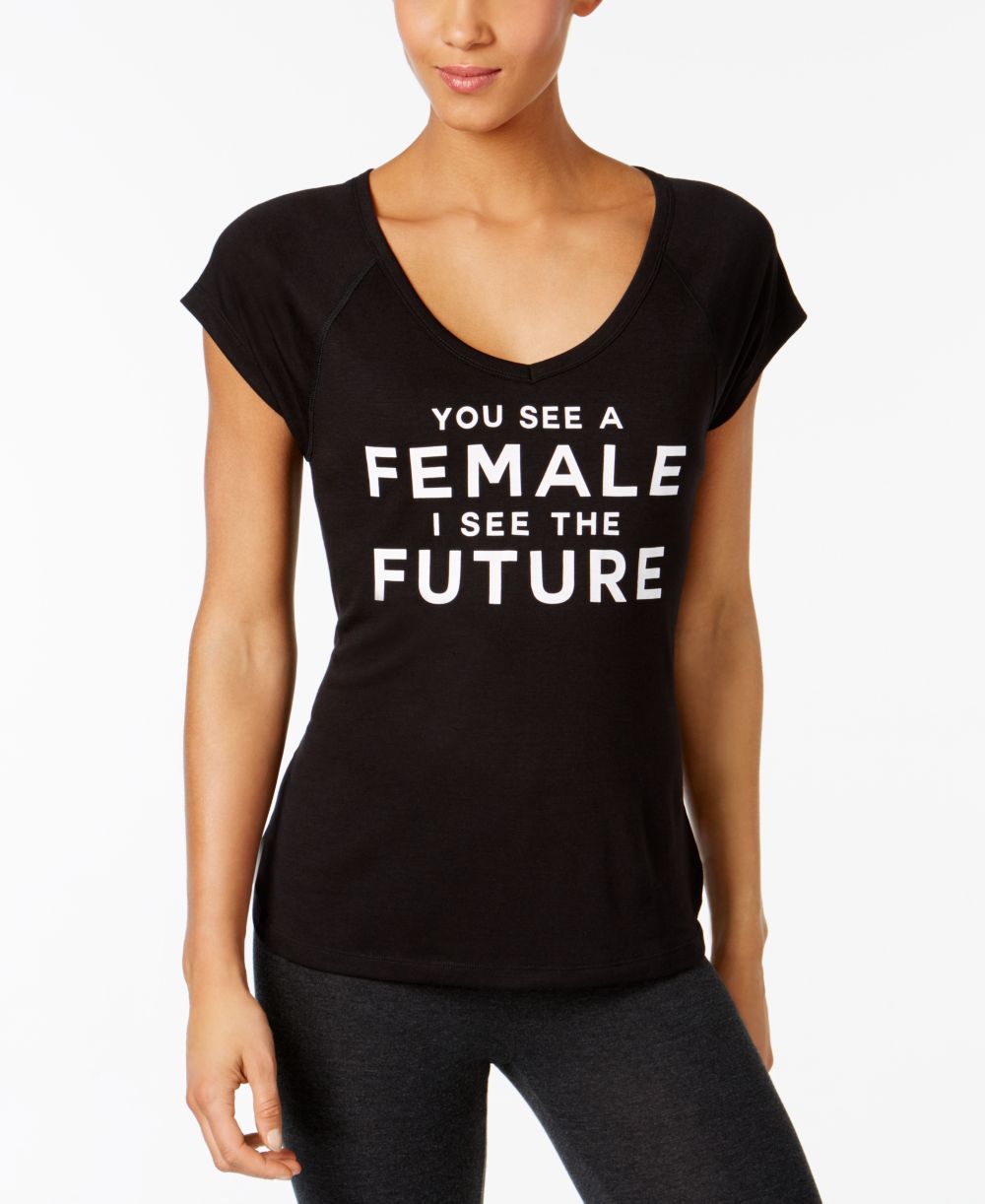 Ideology Womens You See A Female Graphic T-Shirt