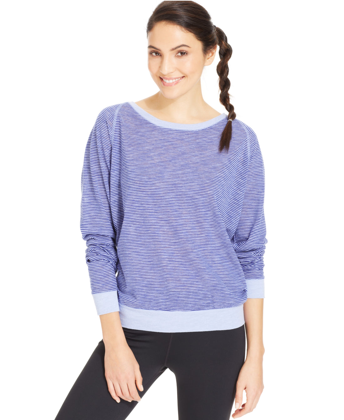 Ideology Womens Raglan-Sleeve Striped Pullover