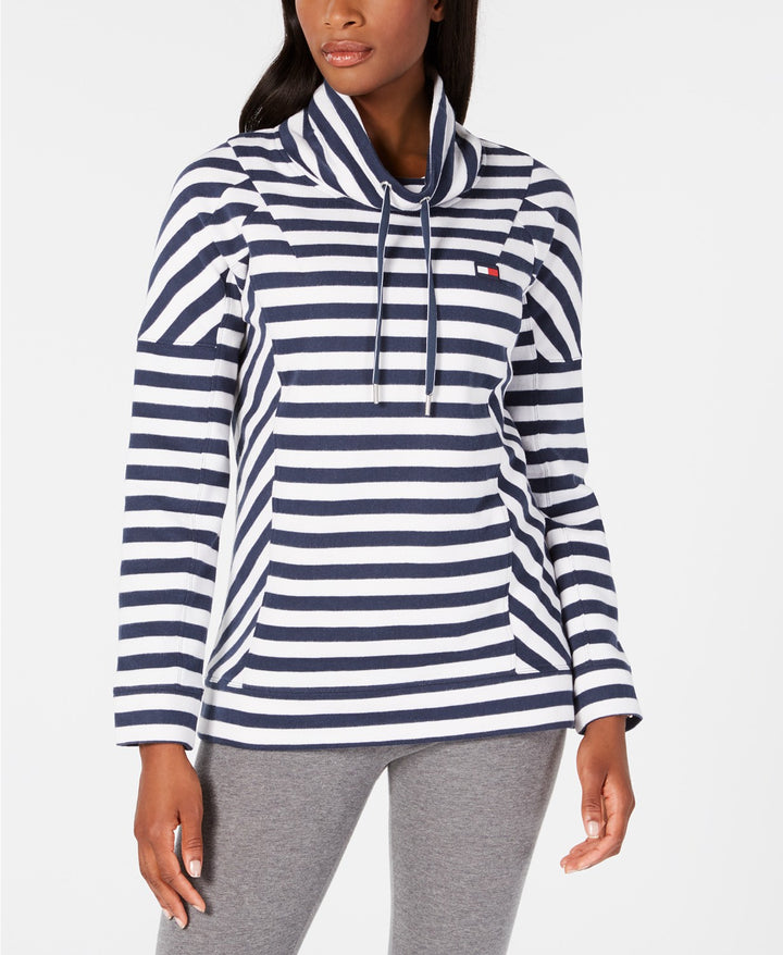 Tommy Hilfiger Womens Striped Funnelneck Top