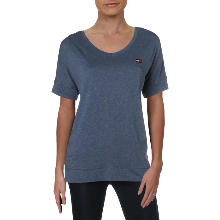 Tommy Hilfiger Womens V Neck Logo T-Shirt