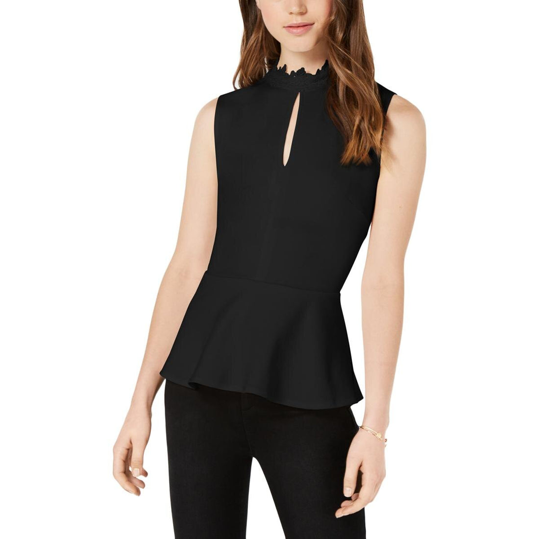 Xoxo Juniors Sleeveless Keyhole Peplum Top