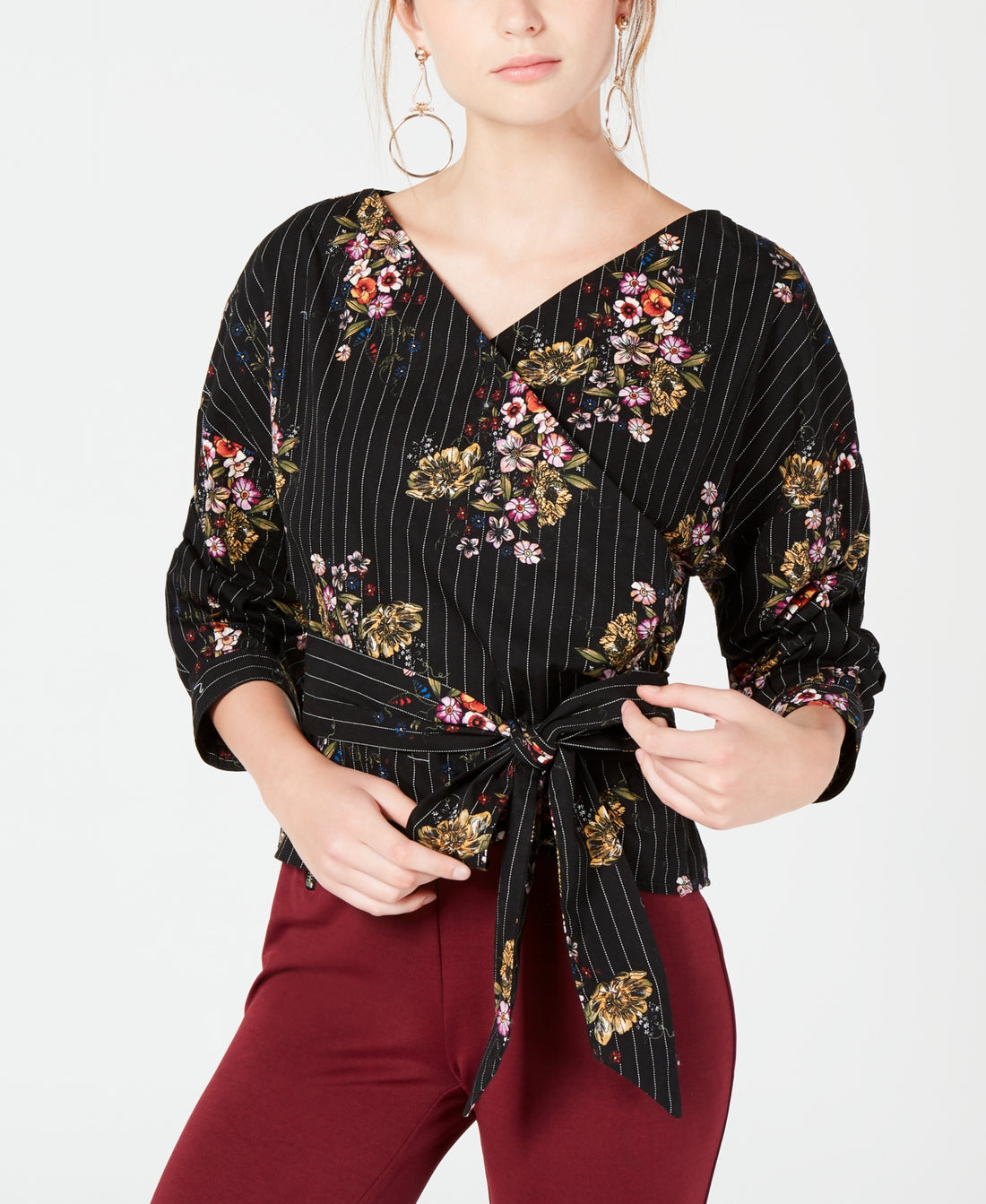 Xoxo Juniors Ruched Sleeve Wrap Blouse