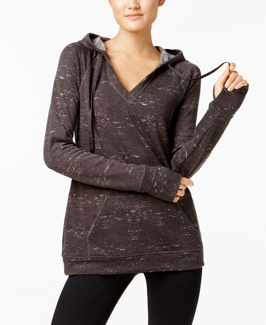 Ideology Womens Thumbhole V-Neck Hoodie