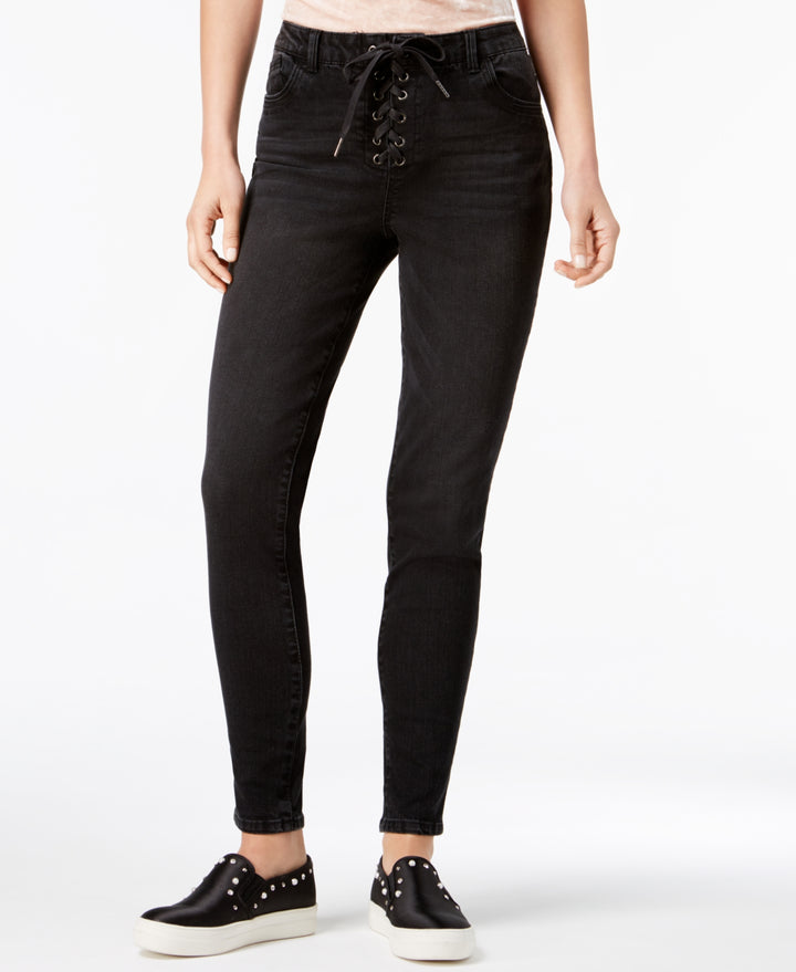 Rewind Juniors Lace-Up Skinny Jeans