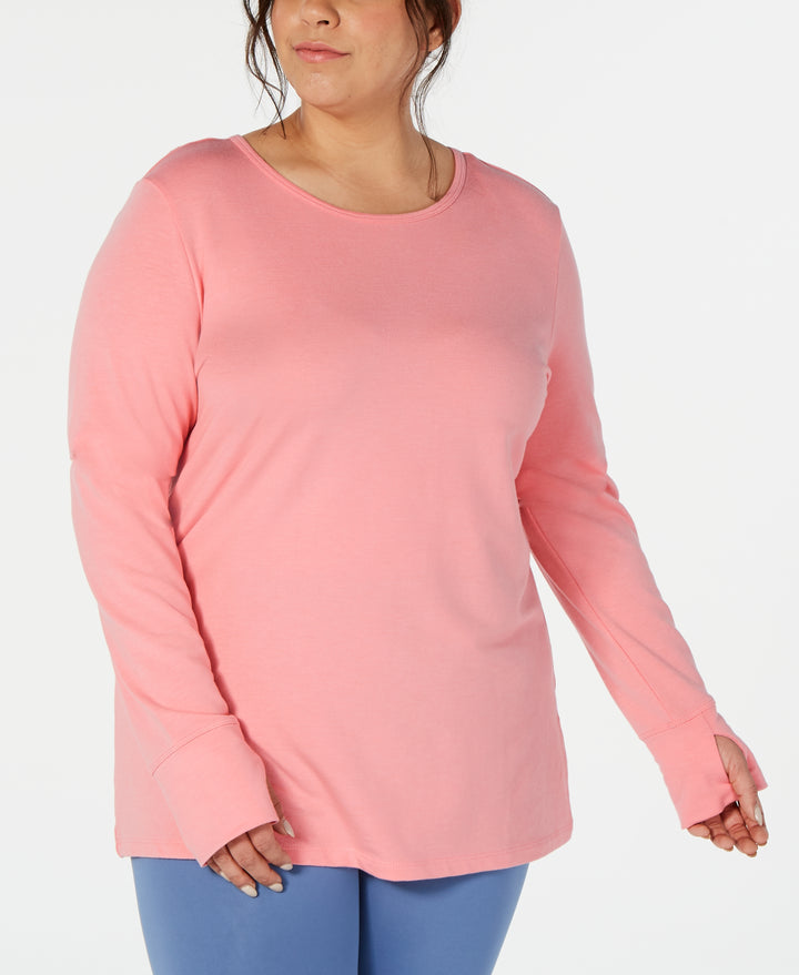 Ideology Womens Plus Size Crochet-Back Top